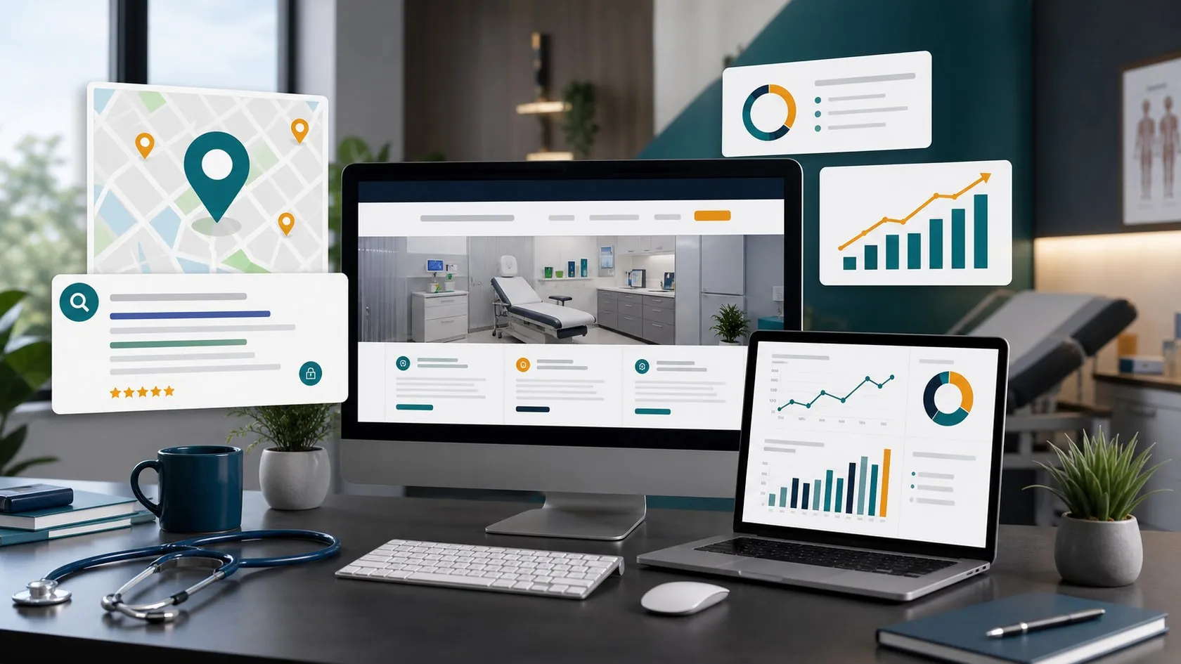 Healthcare SEO analytics and local search visibility for a medical practice