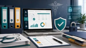 Medical billing compliance review with secure healthcare claims dashboard