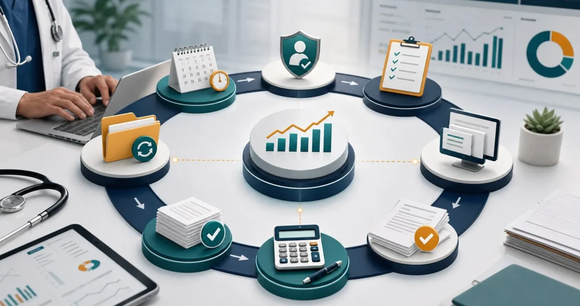 omnibridge-revenue-cycle-management-physician-practices Revenue cycle management workflow for physician practice billing operations