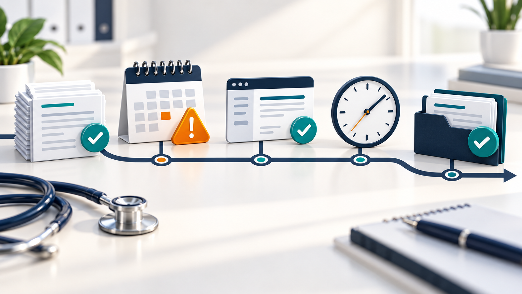 Branded healthcare billing timeline diagram showing timely filing controls for claims