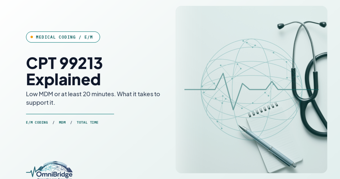 OmniBridge Group featured image for CPT 99213 Explained: Low MDM or at least 20 minutes. What it takes to support it.